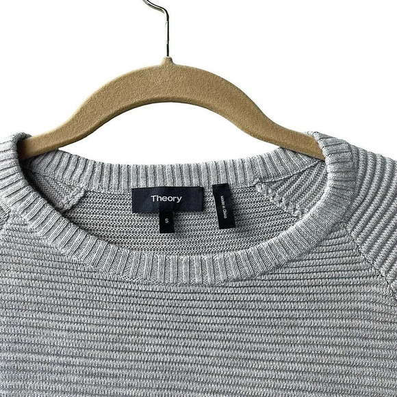 THEORY Women’s Noble Sweater Dress Light Gray Ribbed Knit Crew-neck Wool Blend S - Picture 4 of 4